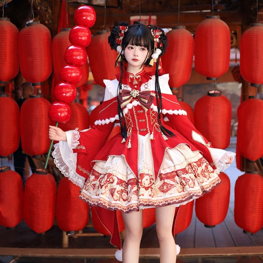 中華ロリータ セットアップ ブラウス×JSK レトロ ベビードール｜WithU