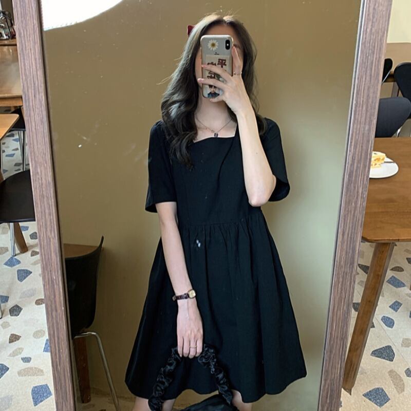 ドレス女性サマードレス2020ニュースタイルベルフラワースカート初恋スカートセンスタイルスーパーフェアリーリトルブラックドレスAラインショートスカート 1号婦人1441425865