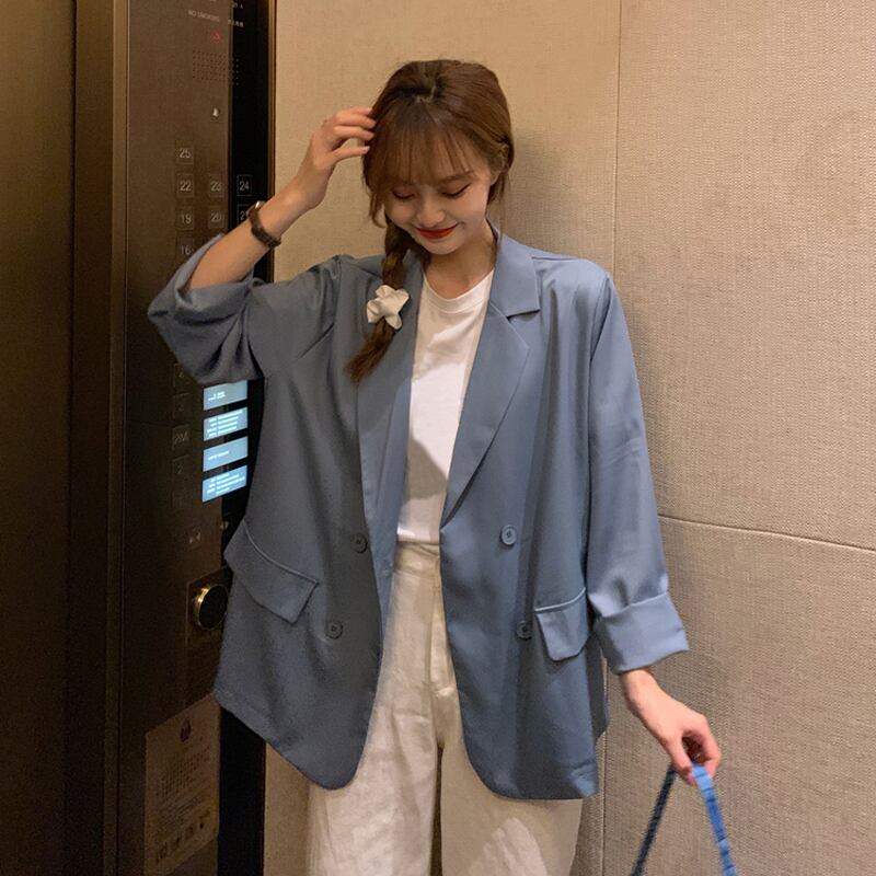 スプリング薄手ブルージャケット スタイルルーズレディース ロング 春物 スーパーモール275897255