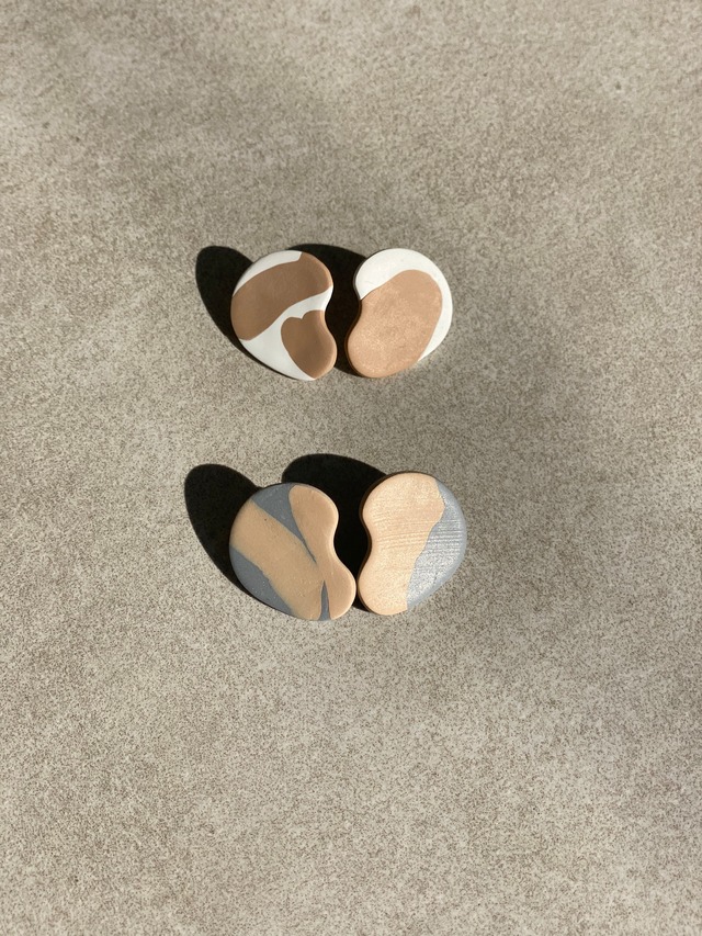 Two Tone  Clay x Beanesピアス （14Kgf)