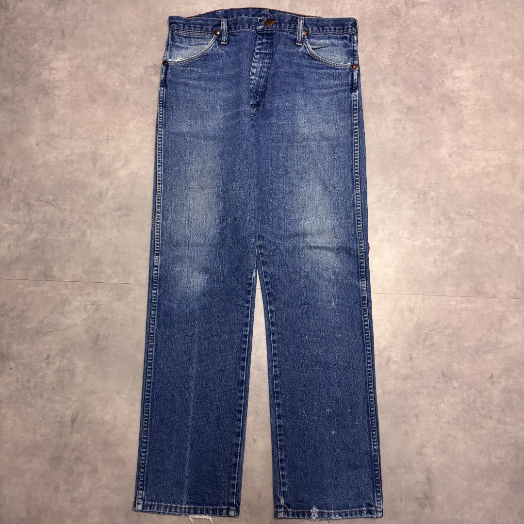 ラングラー W36 デニム ヒゲ 青 古着 90s USA製 21386