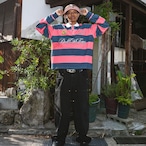 SCRIPT LOGO STRIPED RUGBY POLO SHIRT