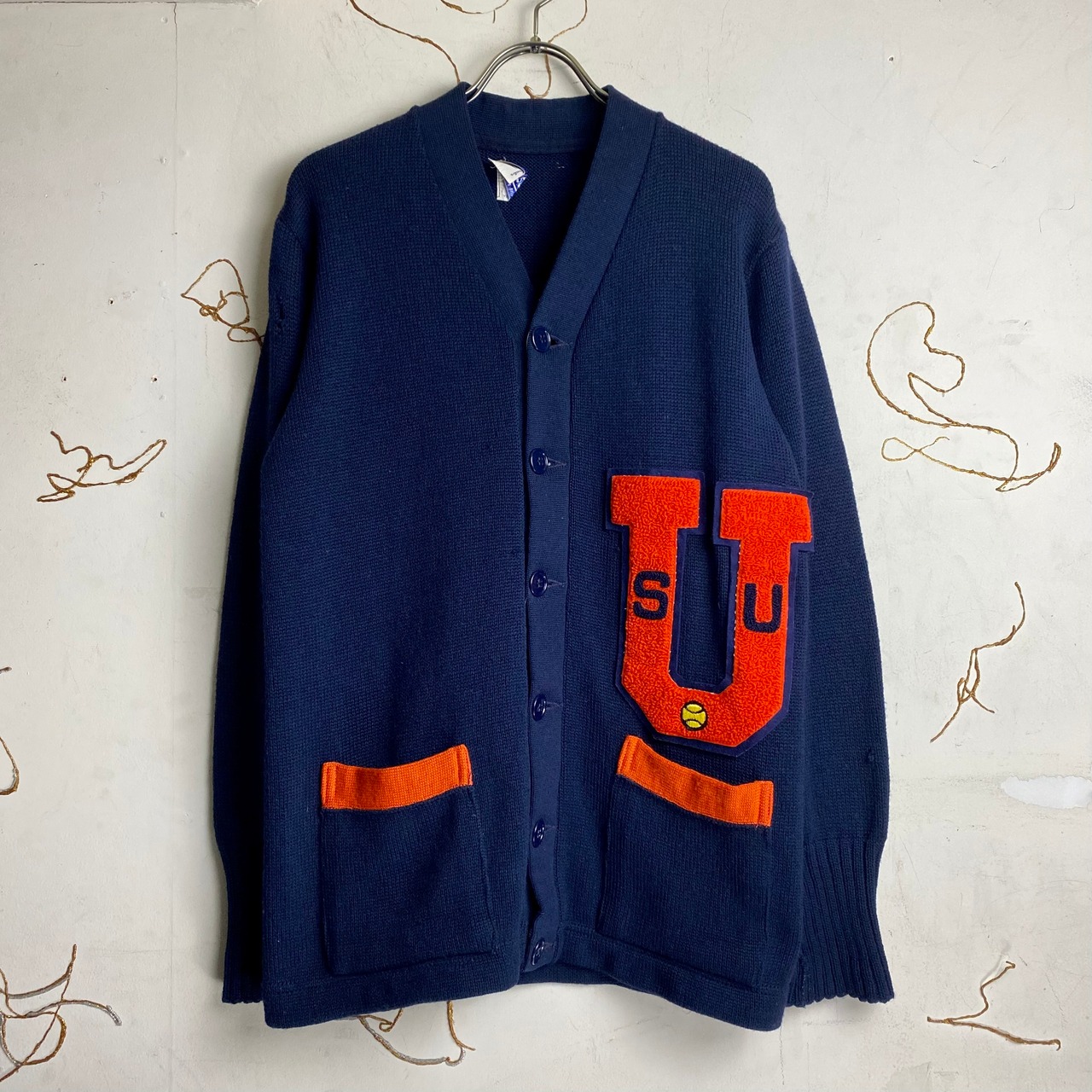 vintage 1950’s~60’s navy lettered cardigan