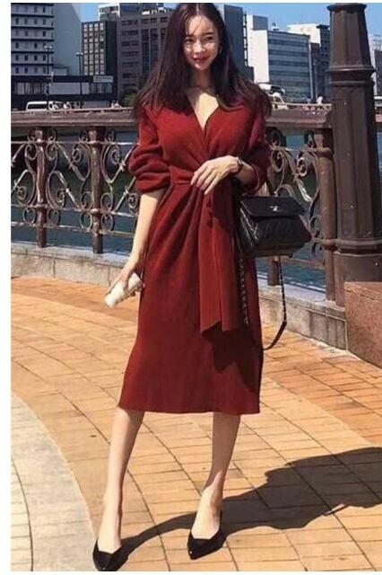 カシュクールニットワンピース ドルマンカシュクールニットワンピース