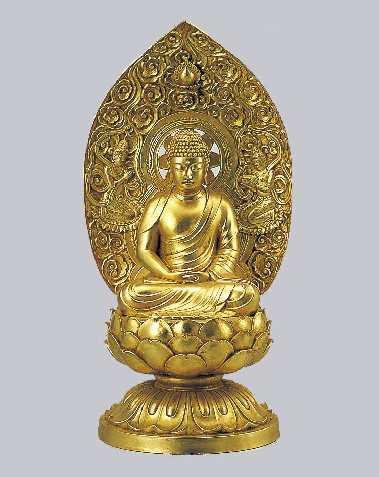 釈迦如来 金箔仕上 長田晴山作