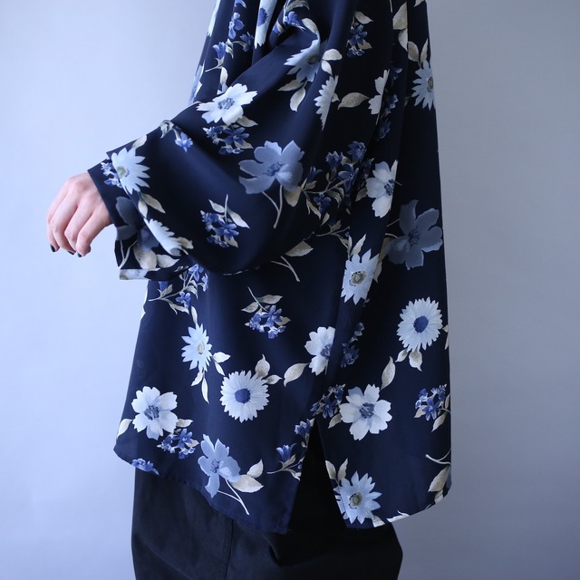 beautiful blue flower pattern over silhouette shirt