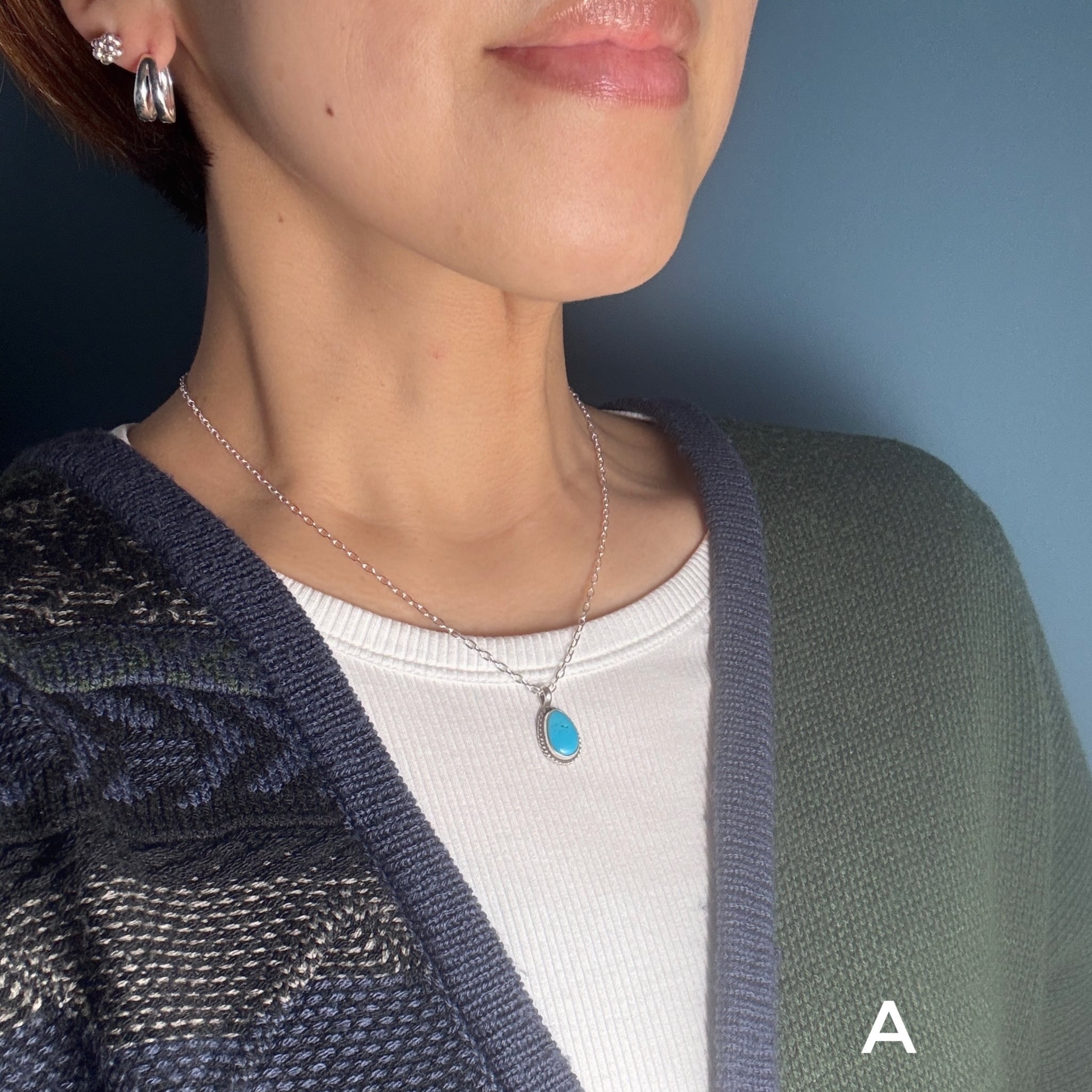 Indian Jewelry 》キングマン ターコイズ ロープワーク ドロップ