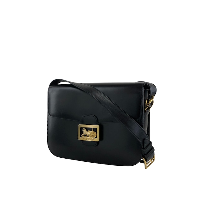 CELINE セリーヌ ショルダーバッグ ブラック ホースキャリッジ レザー vintage ヴィンテージ オールド jw6dji