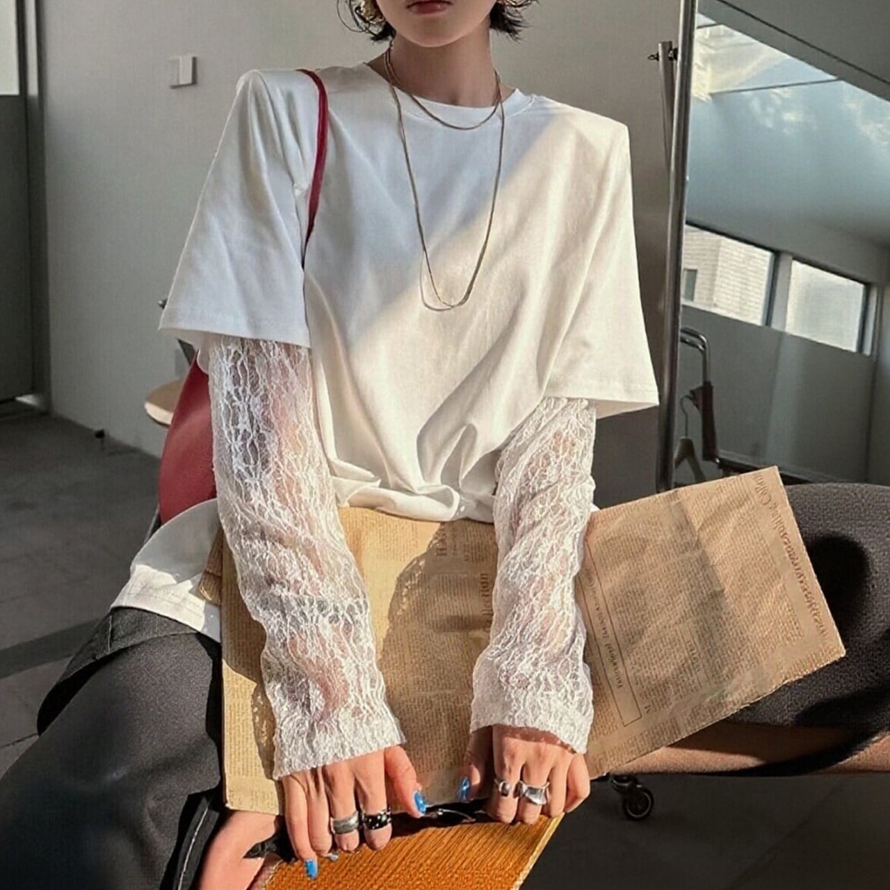 Hem Lace Layered T-Shirt 01221