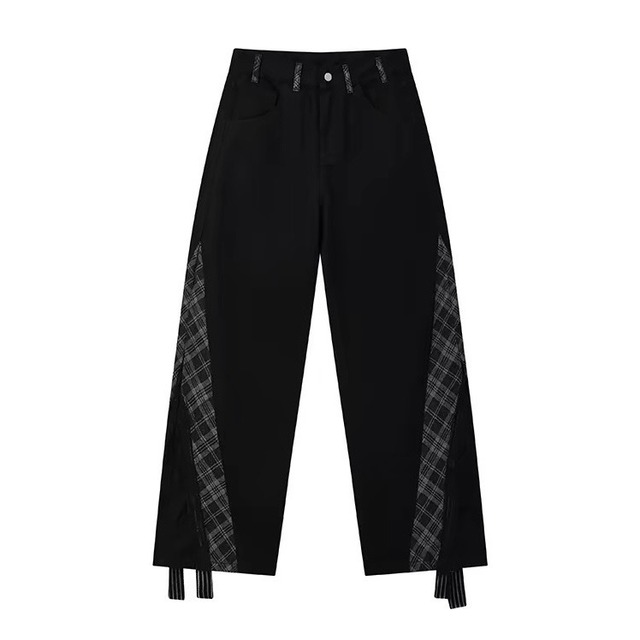 [PHYS] Depth Plaid Lace Stitching Hippie Pants