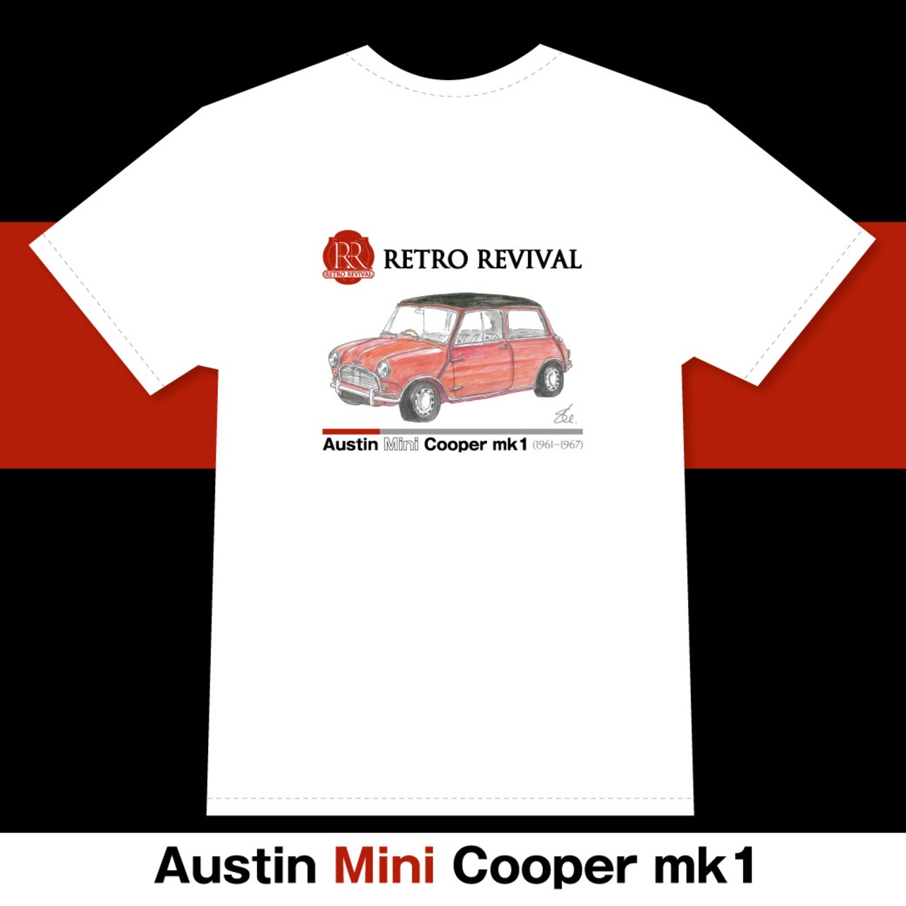 Austin Mini Cooper mk1 T-Shirts ｜オースチン　ミニ　クーパー　/ Red-Black