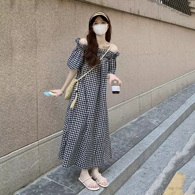 送料無料 淡色女子コーデ ナチュラルカラー シンプル ロング ワンピース Lamitte Deco トレンド 韓国ファッション ショップ Base店