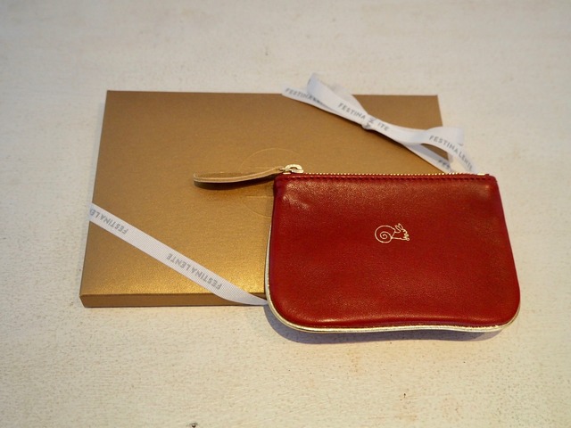 Ⅶ（Le typographe)  シープスキン レザーパース Col:Red