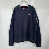 NIKE ナイキ 刺繍ロゴ 腕ポケット スウェット トレーナー ネイビー Sサイズ 古着