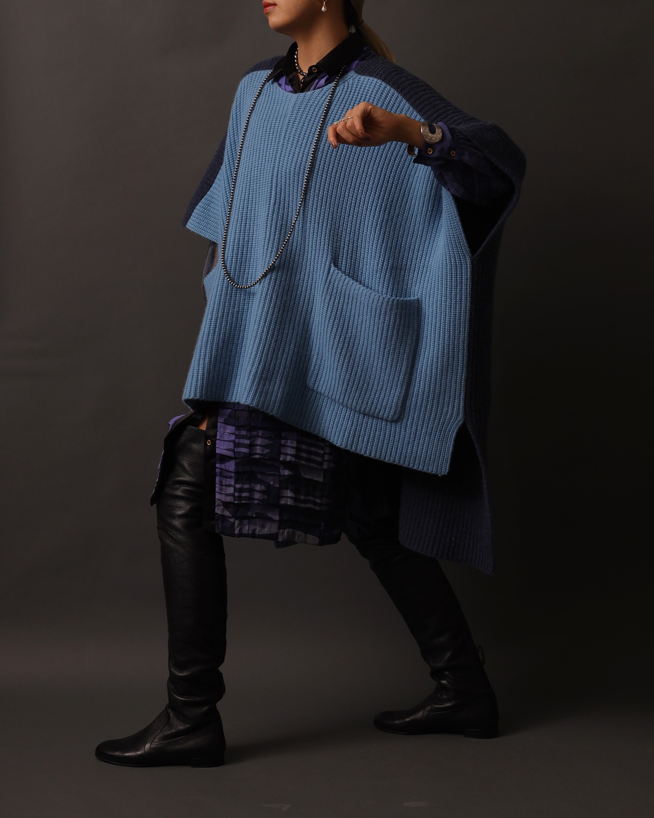 Chloé / Color Block Knit Poncho