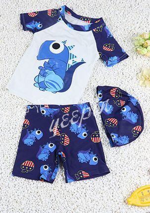 送料無料!【男の子水着】 恐竜 ベビー 水着 ラッシュガード 90 100 110 3色 Peach Style セール キッズ ベビー 男の子 水着 恐竜 帽子付き 3点セット 白 120cm