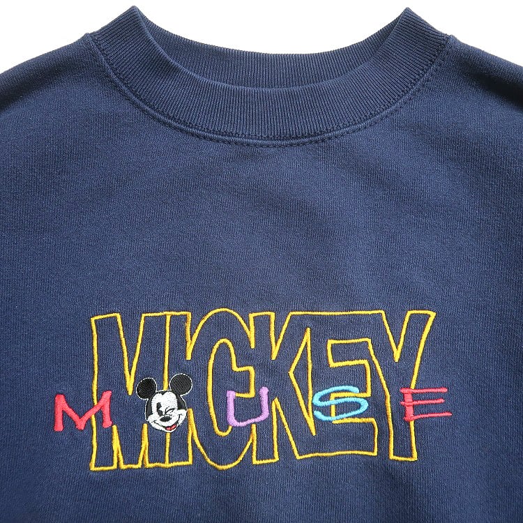 古着 90年代 USA製 ディズニー Disney ミッキー 刺繍 スウェット