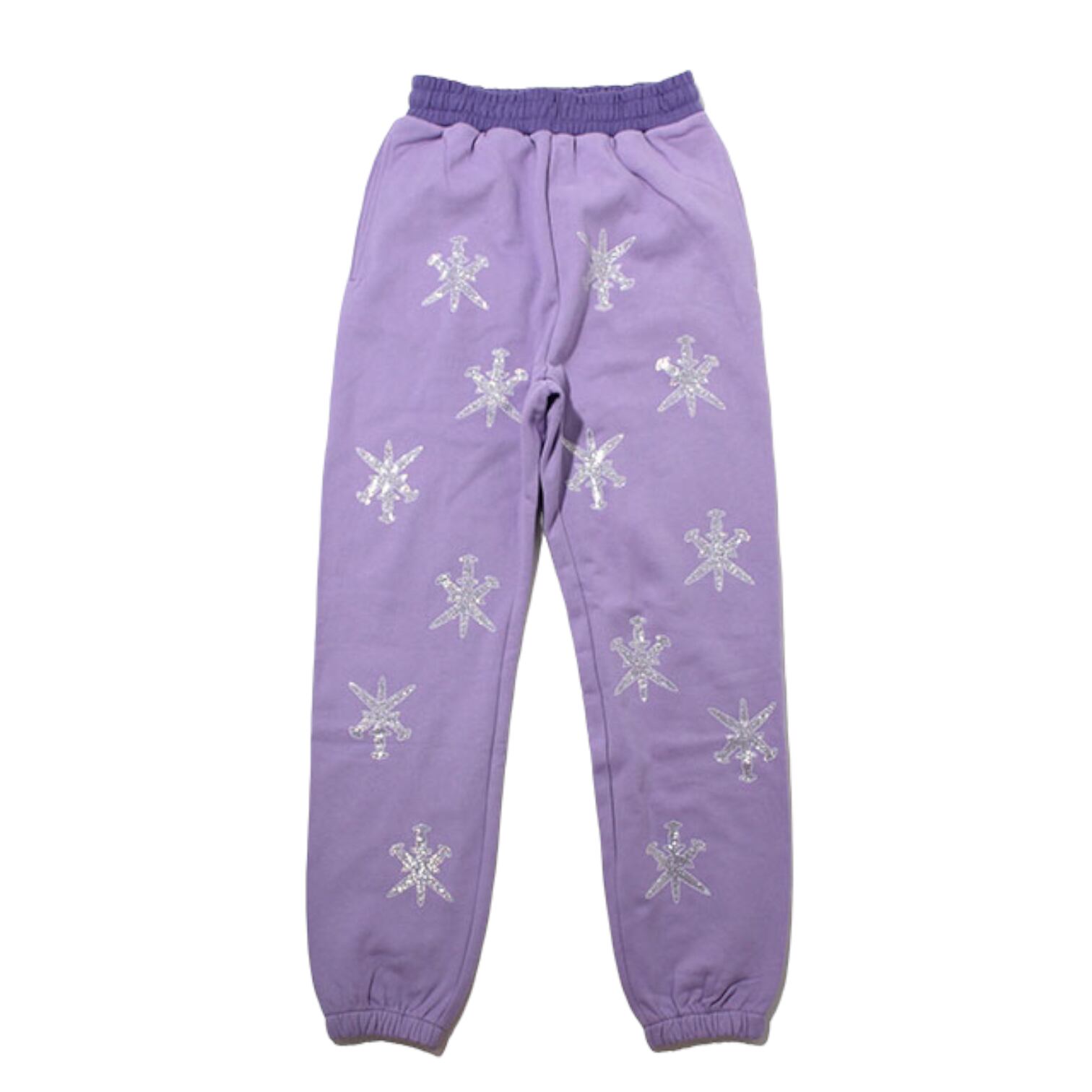【UNKNOWN LONDON】PURPLE PANEL MIX DAGGER RHINESTONE JOGGER