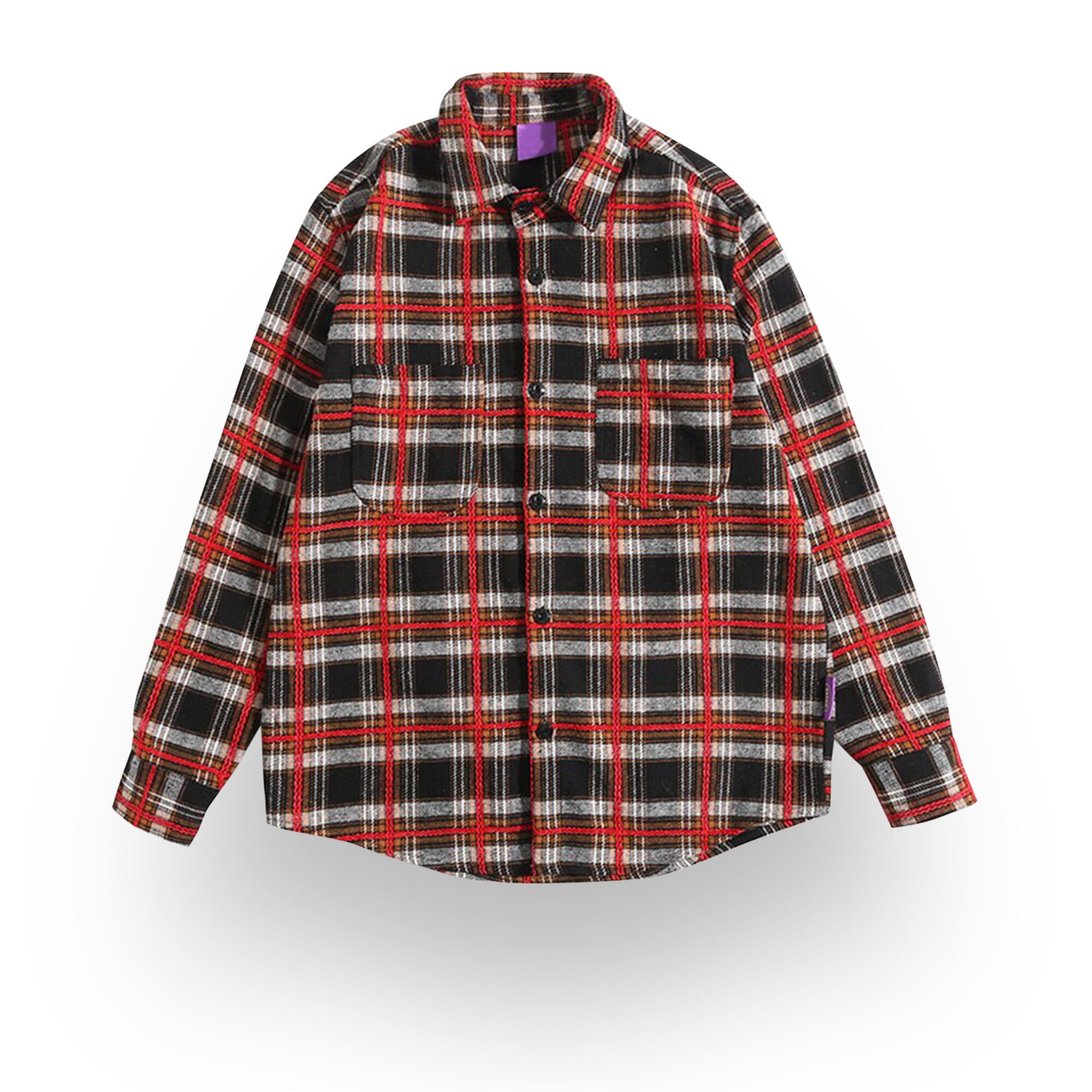 チェックデザインシャツ_レッド&ブラック