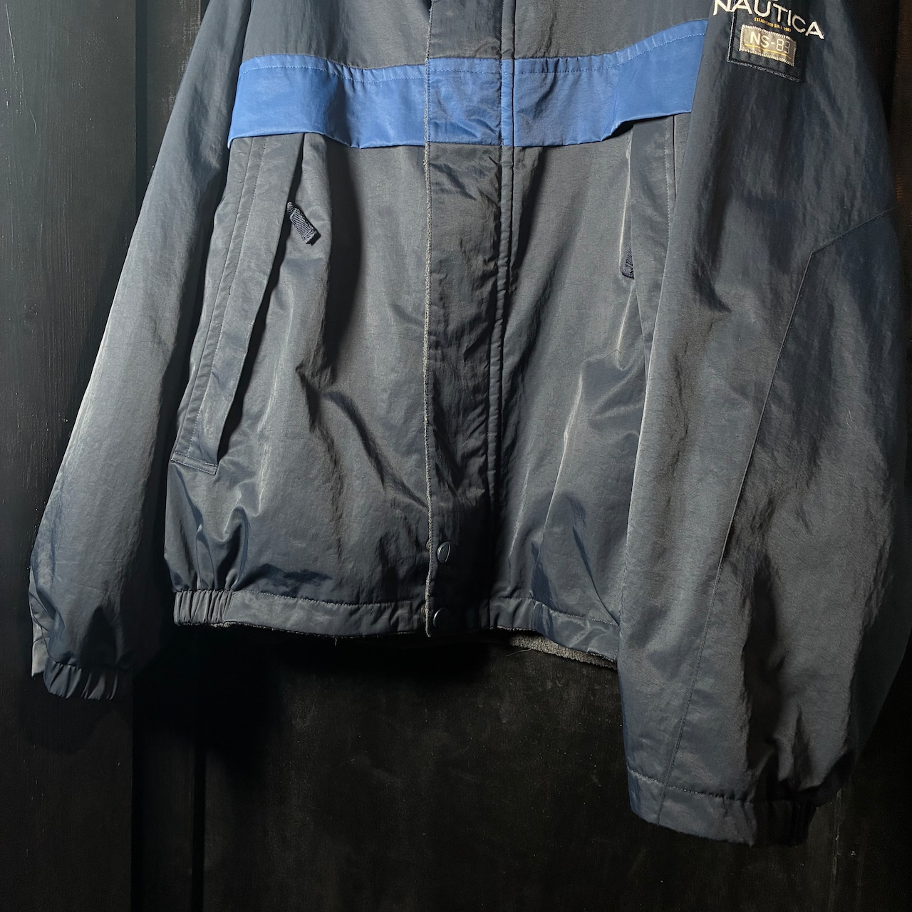 00s NAUTICA ナイロン×フリース リバーシブルジャケット ネイビー グレー XL