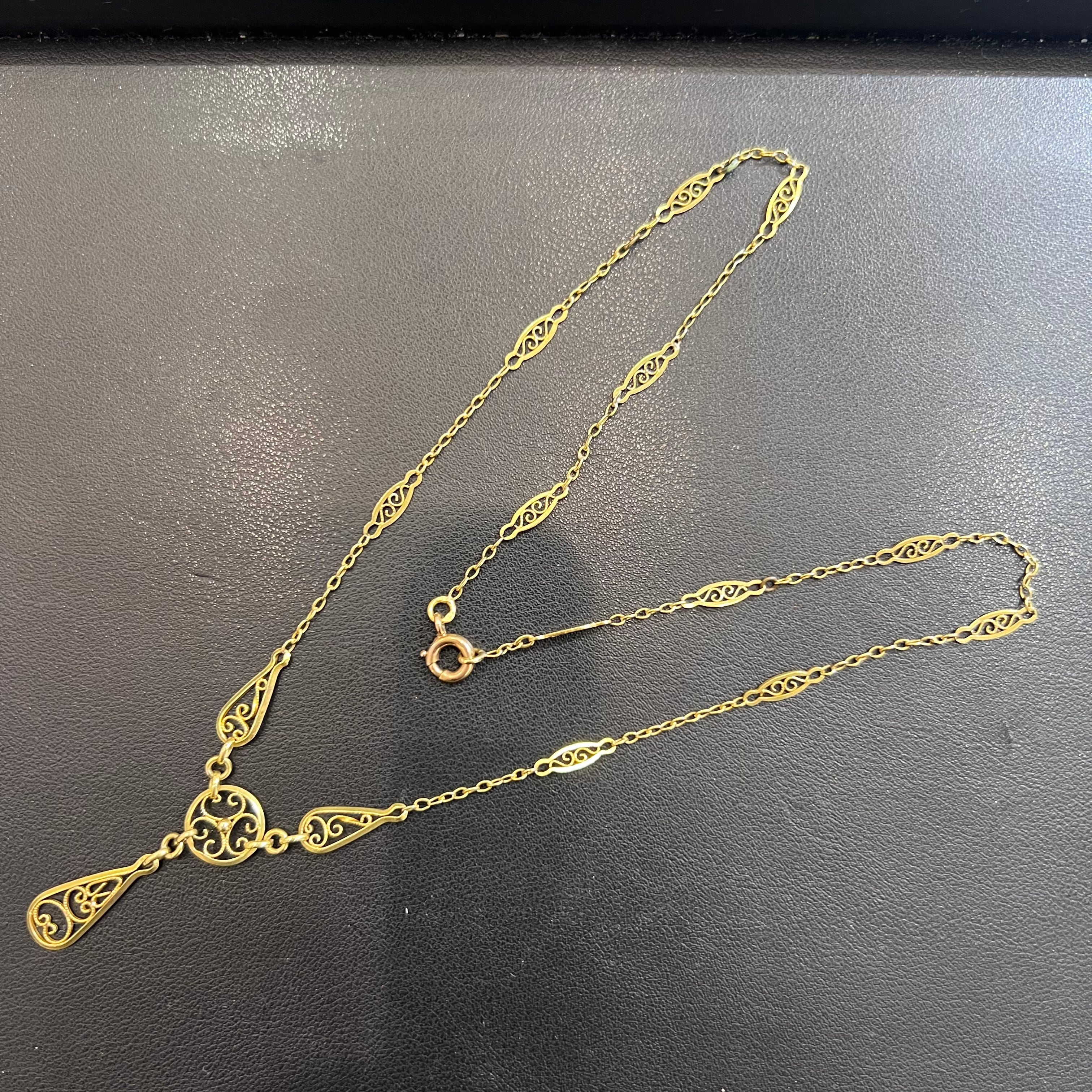 ★12/12㈮11:00~販売予定★ DRN00087 フランス アンティーク 18金 K18 フィリグリーチェーン