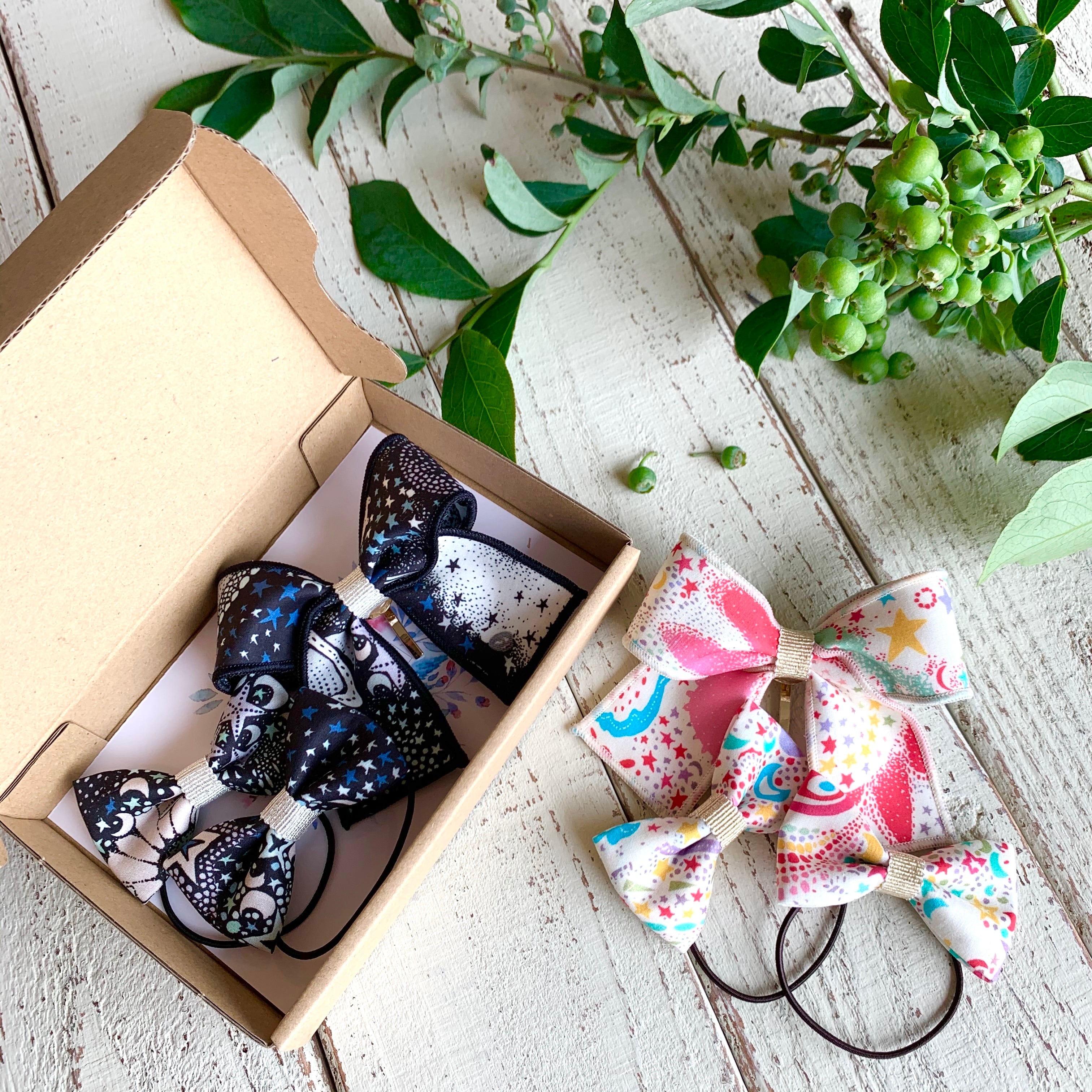 リボンのヘアフックとヘアゴムのセット