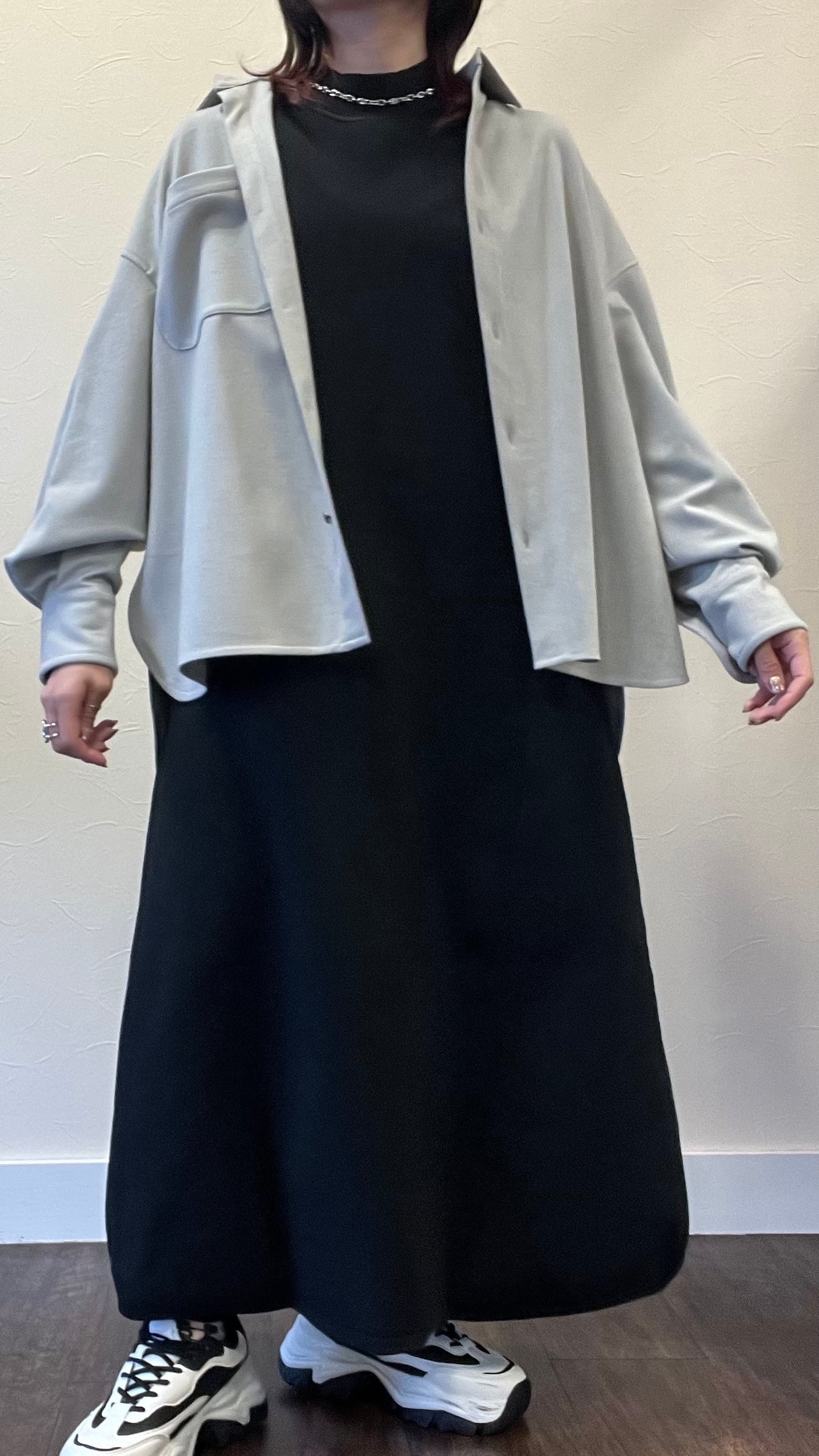 cafune オーバーサイズシャツ No.445901 ライトグレー チャコールグレー 9号 セットアップ