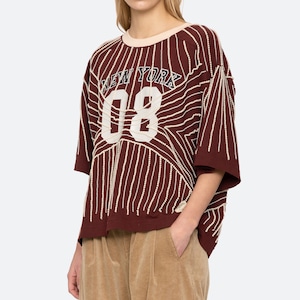 SEA NY QUINN BEADED T‐SHIRT BURGUNDY