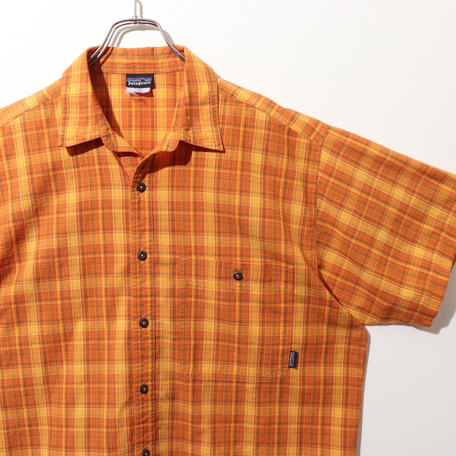 極美品 L オレンジ Puckerware Shirt Patagonia パッカーウェアシャツ パタゴニア シアサッカー