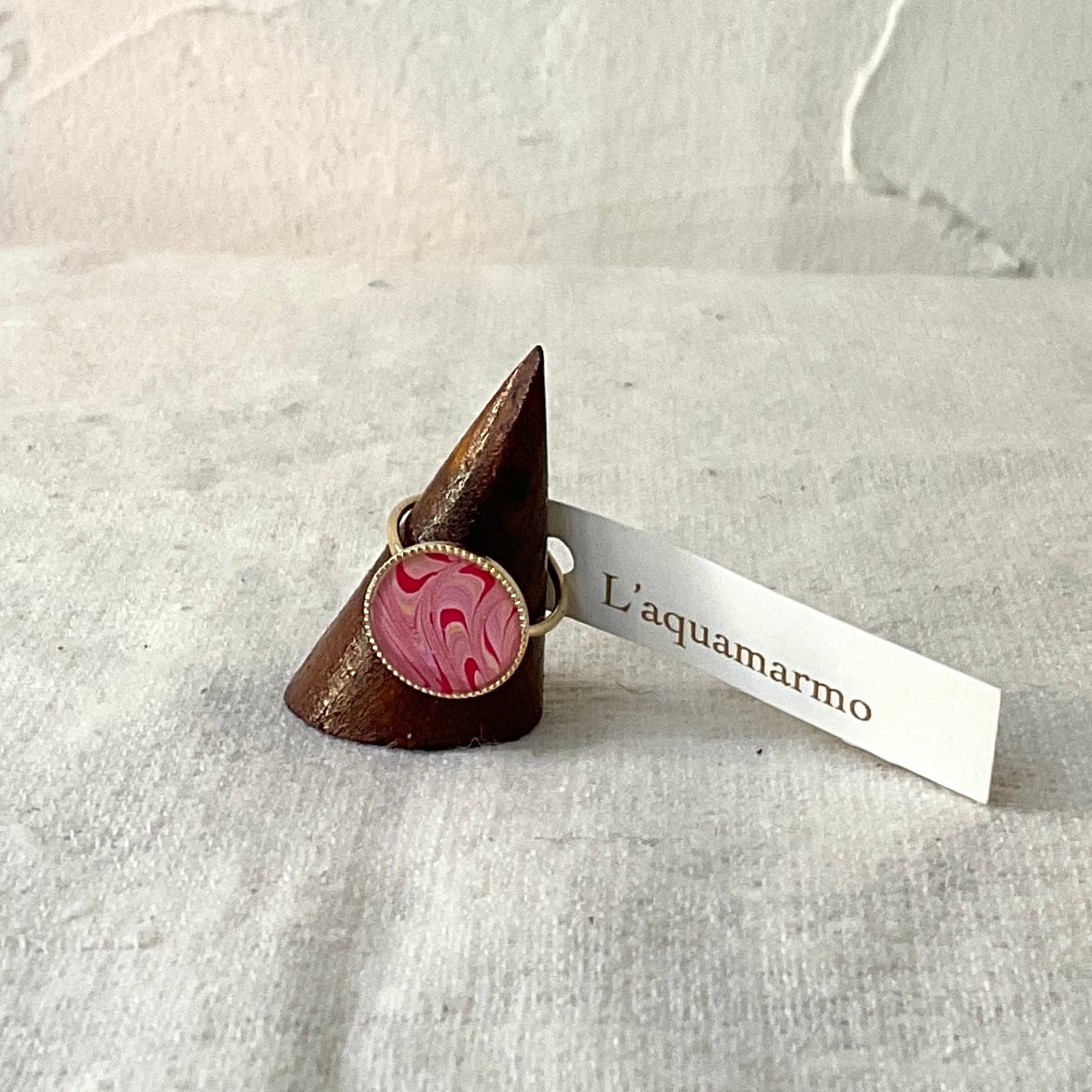 【L’aquamarmo】マーブリングリング(ピンク系)