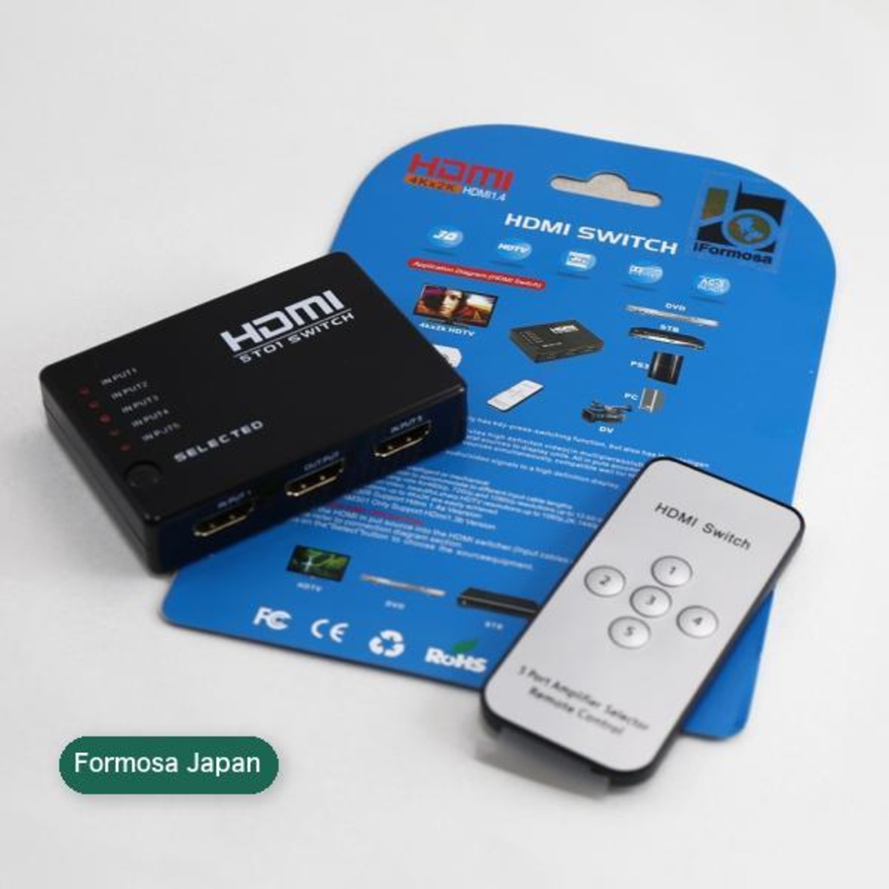 Formosa Japan HDMI切替器 HDMIセレクター 入力5端子 出力1端子 5HDMI to 1HDMI 1080p 無線リモコン付き