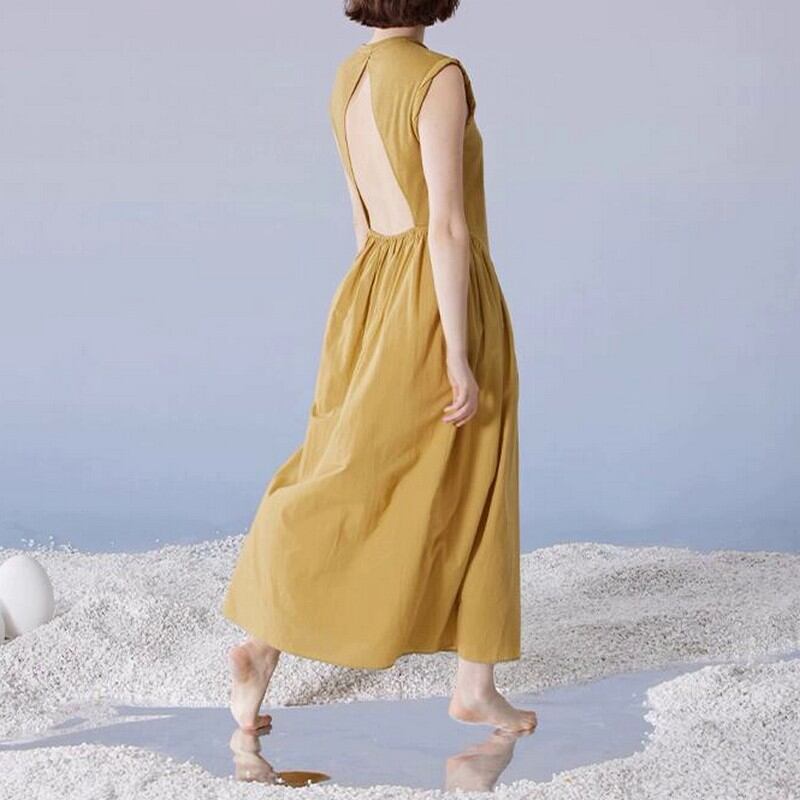 sleeveless long dress W00428