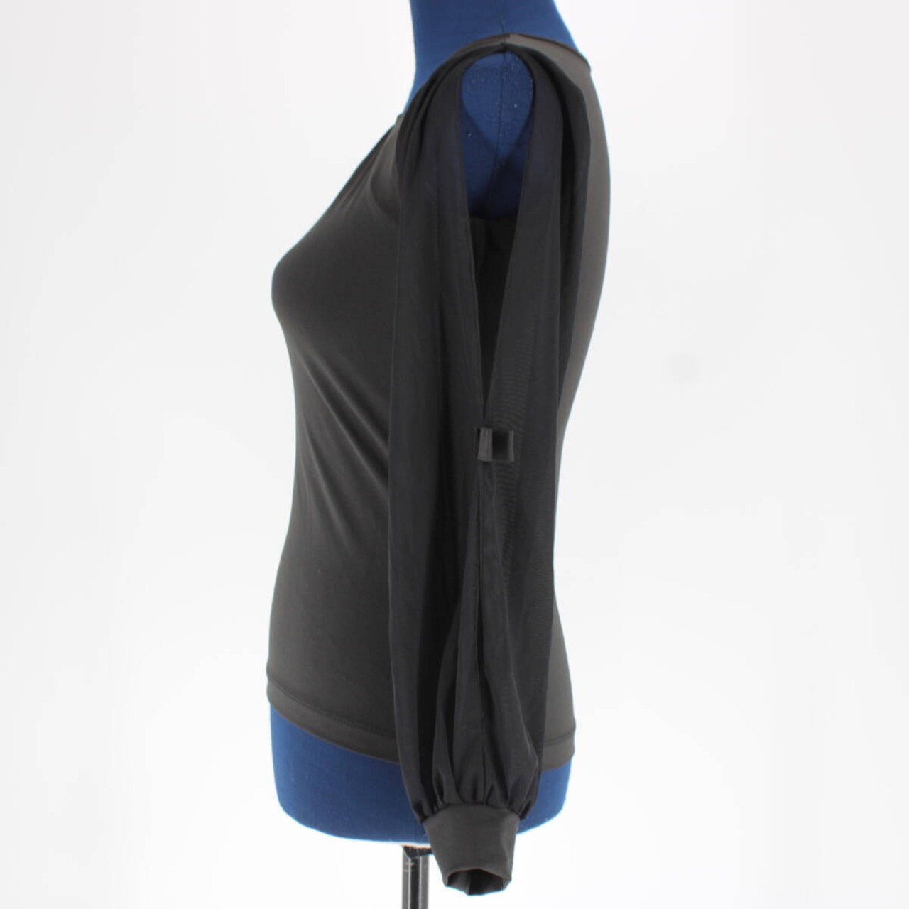 【美品 社交ダンス衣装】トップス レッスンウェア 練習着 Lサイズ 黒 ブラック 透け感 シースルー レース かわいい 可愛い