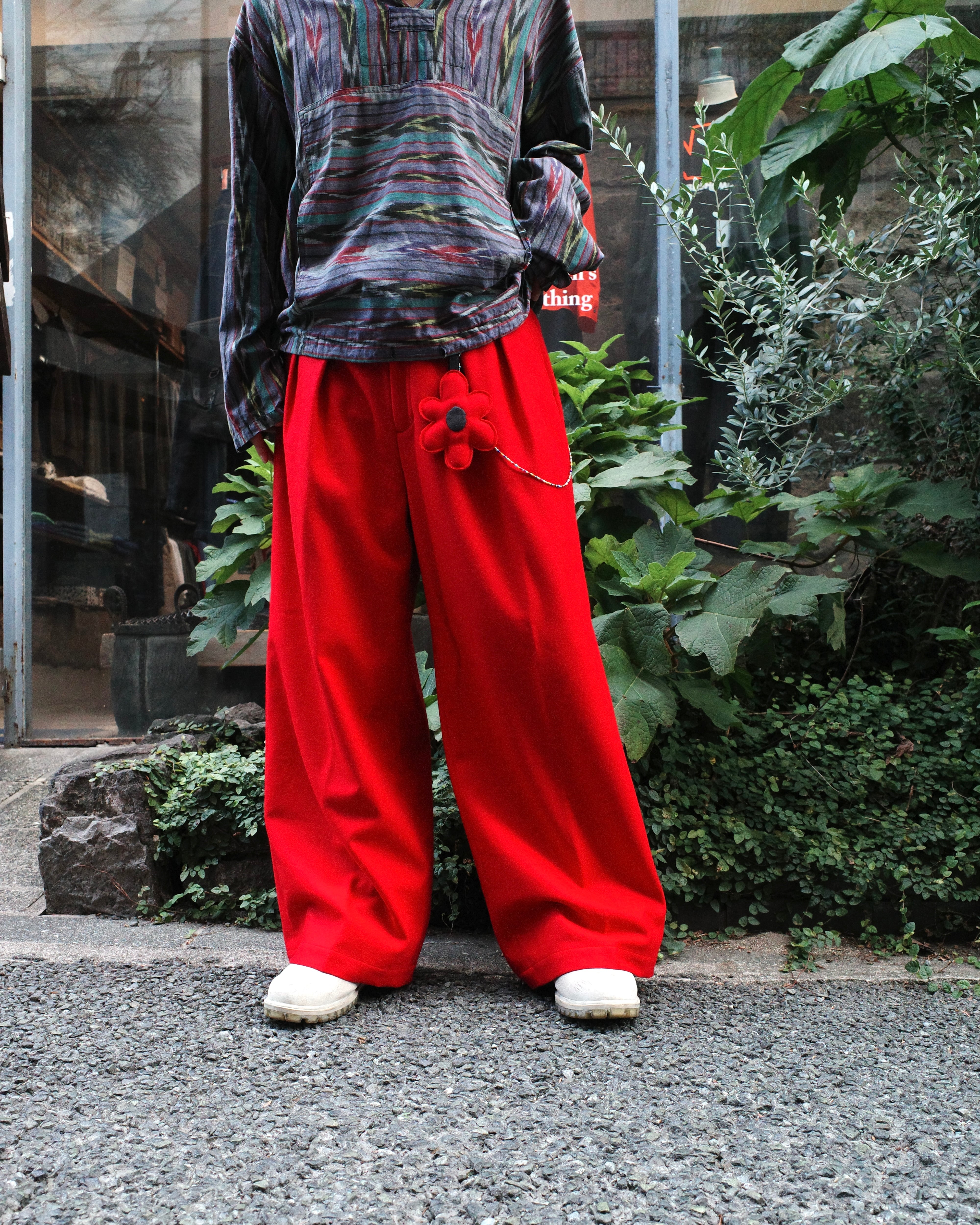 【YEAH RIGHT!! イェーライト!!】 / Deep tuck wide pants / wool flannel / Red