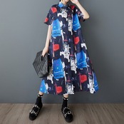 モダンアート風 シャツワンピース  30091