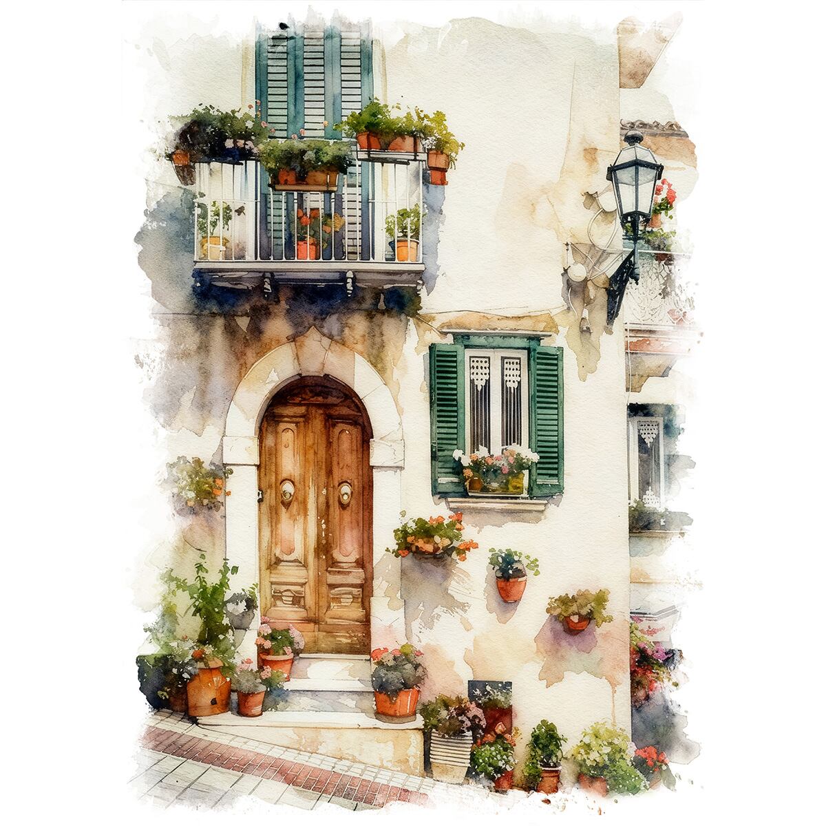 絵画 風景画(街並み) イタリア モリーゼ カゼッタ・イン・モリーゼ インテリアアート額付き 水彩画・油絵風 WAT1157