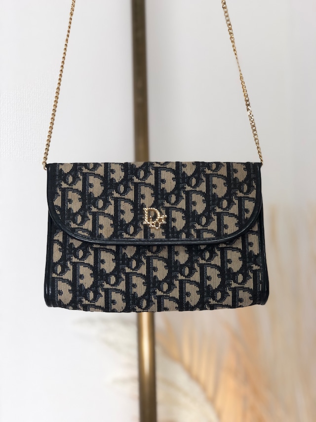 Christian Dior ディオール トロッター Dior ジャガード チェーン ミニバッグ ショルダーバッグ ネイビー vintage ヴィンテージ オールド uefntr