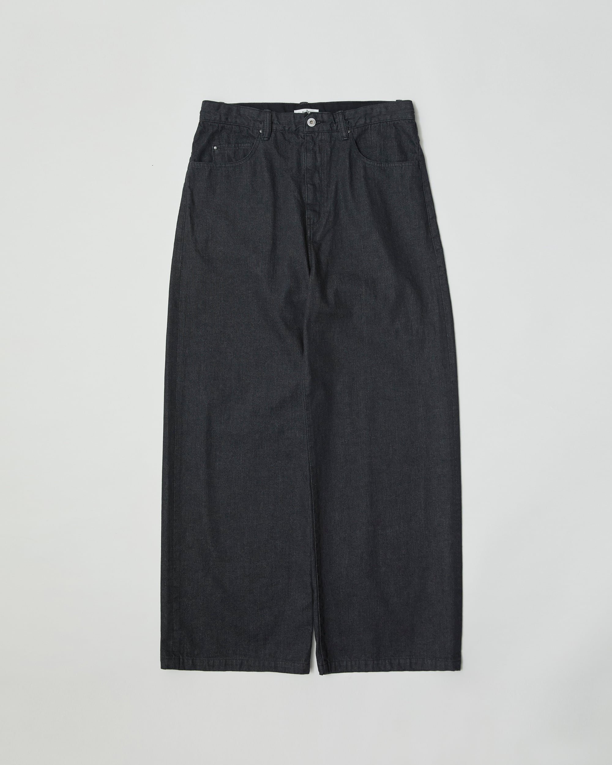 saby TUCK-BAGGY TYPE 2 - Stripe Denim Splash Vintage Wash - BLACK