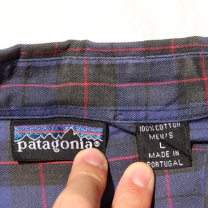 L 90s ポルトガル製 Patagonia L/S Flannel Shirt パタゴニア 長袖 チェック ネルシャツ