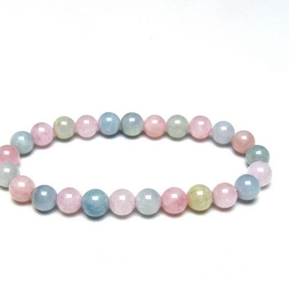 ミックスカラーベリル ブレスレット 8mm 一点物 メール便可 [M便 1/10] 111-48735