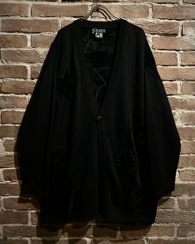 【Caka act3】Artistic Velour Swiching Loose Knit Cardigan