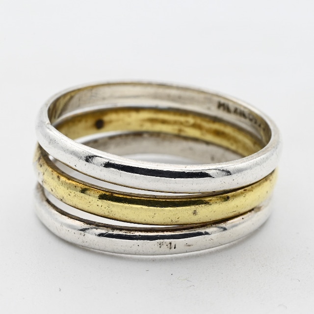 10K Gold Plate/ Silver Combination Ring #20.5 / Mexico