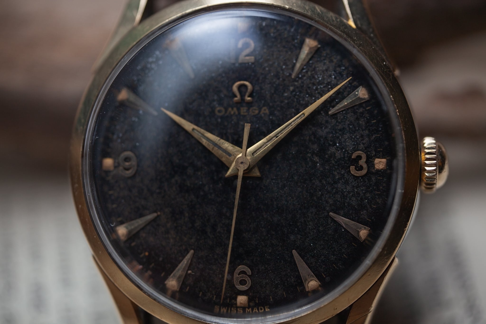 OMEGA】 1950's オメガ 30mmキャリバー オリジナルブラックミラー