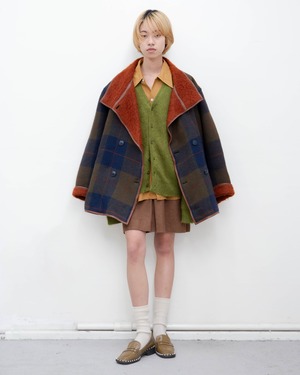1980s Max Mara - shaggy lining plaid wool coat