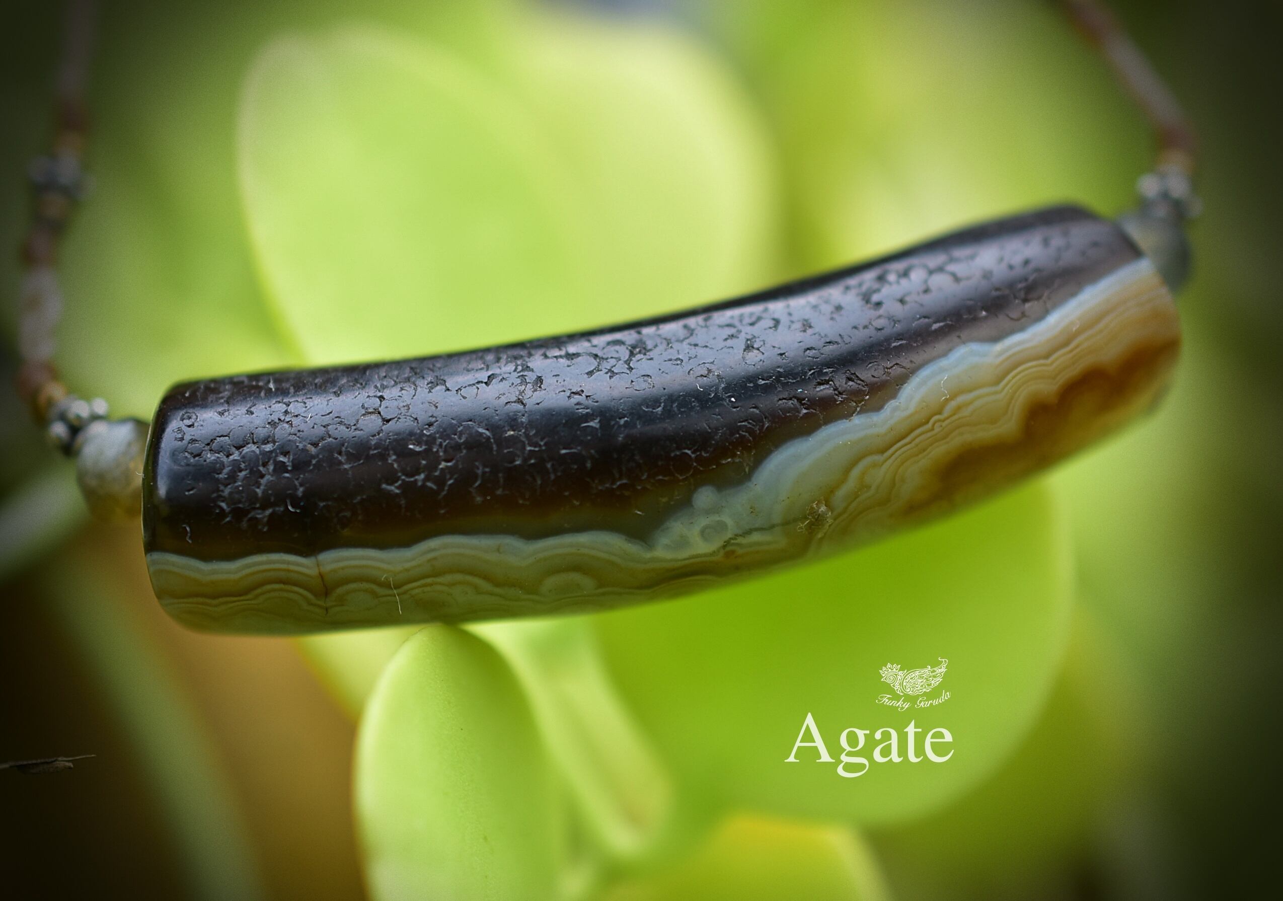 牙★アゲートマクラメネックレス778