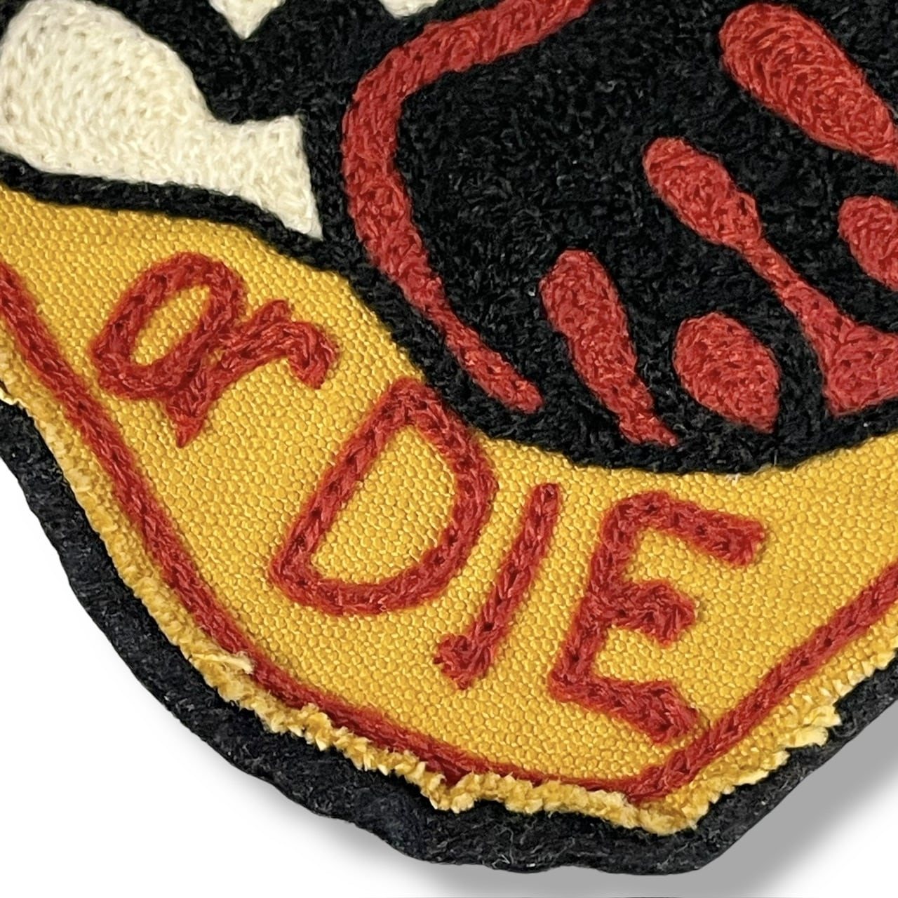 RIDE OR DIE” PATCH（イエロー） チェーンステッチワッペン | 【RIOTT