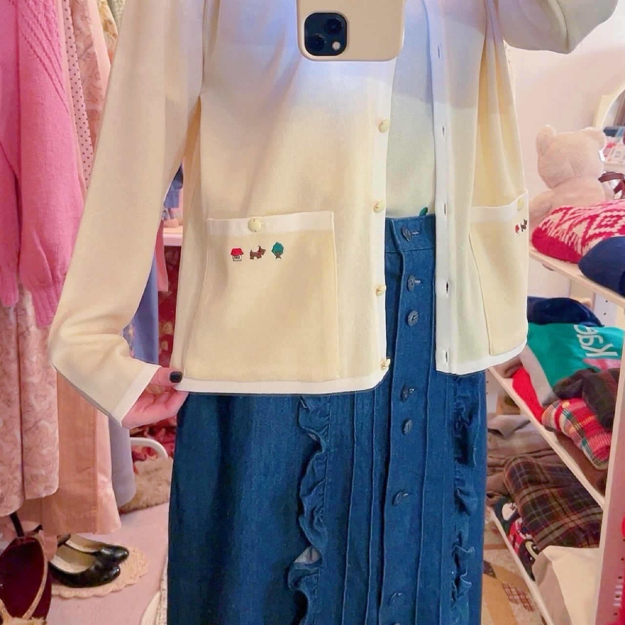 mini dog & house & treb ensemble knit