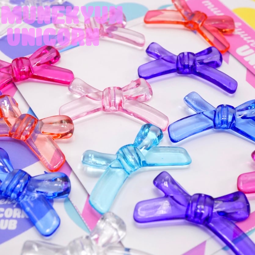 O208【35個セット】クリア 細リボンビーズ 7色展開 5個づつ