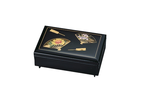 36-3211　 匠宝石箱（オルゴール付）扇面春秋  Elegant Music Box w Colorful Fan and Flower