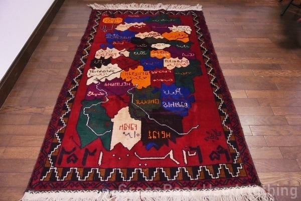 RAGU017 トライバルラグ 153cm×91cm アフガン地図 ウール絨毯 ヴィンテージ トライバルラグ153cm×91cmアフガン地図ウール絨毯アンティーク家具